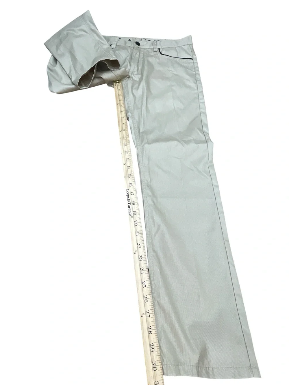LANZO Men’s Beige Straight Leg Pants W32 L30 Y2K Minimalist Casual Trousers